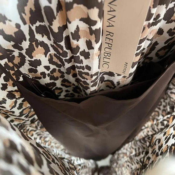 Banana‎ Republic Leopard Full Length Long Sleeve Dress XS Petite - Picture 7 of 9